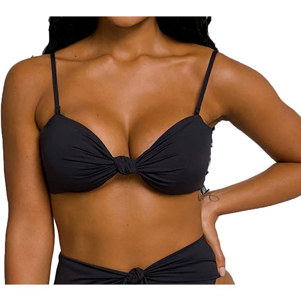 Good American‎ Women’s Size 1 (S) Sexy Twist Bandeau Bikini Top - Black